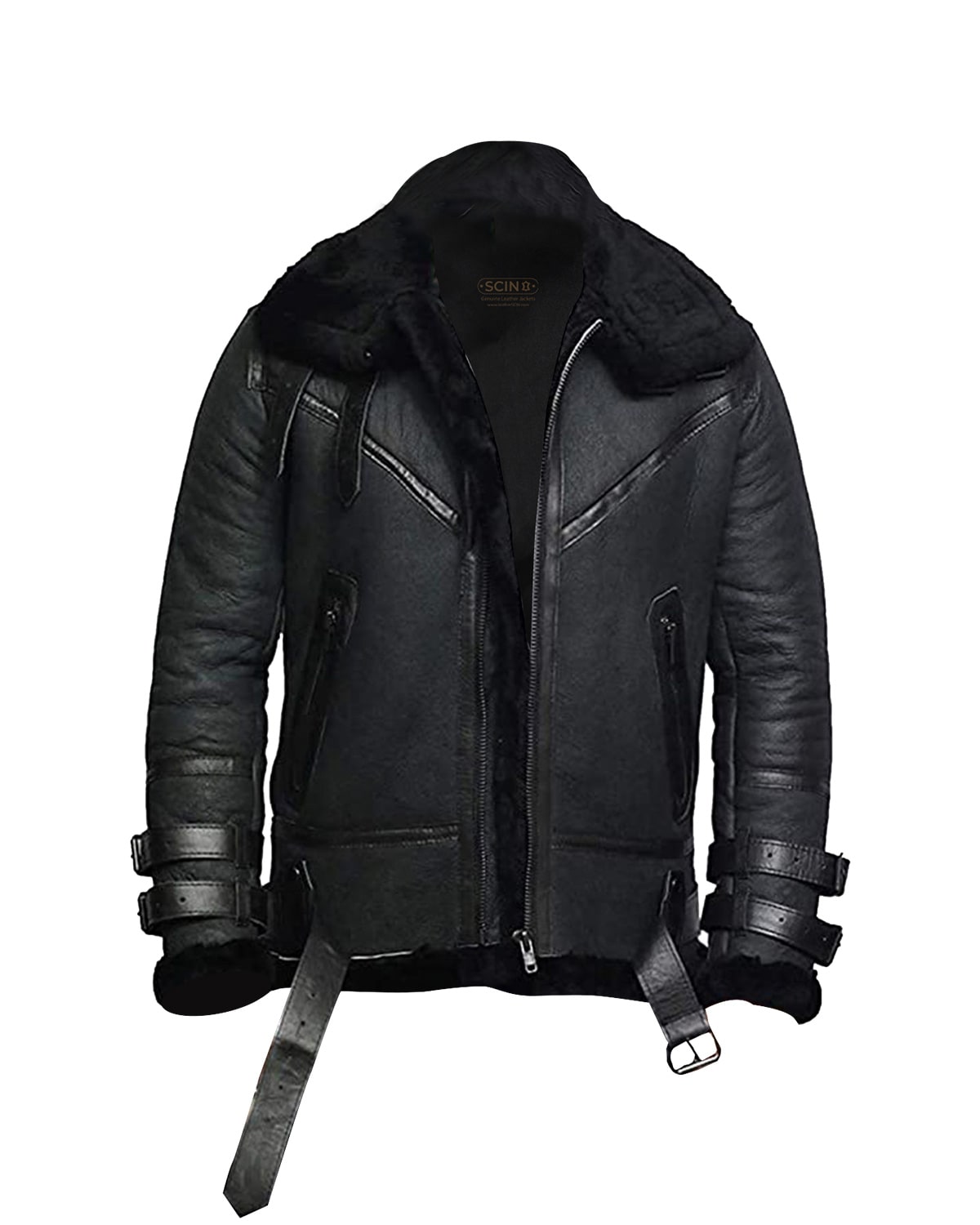 Men's B3 Bomber RAF Aviator Real Sheepskin Leather Jacket