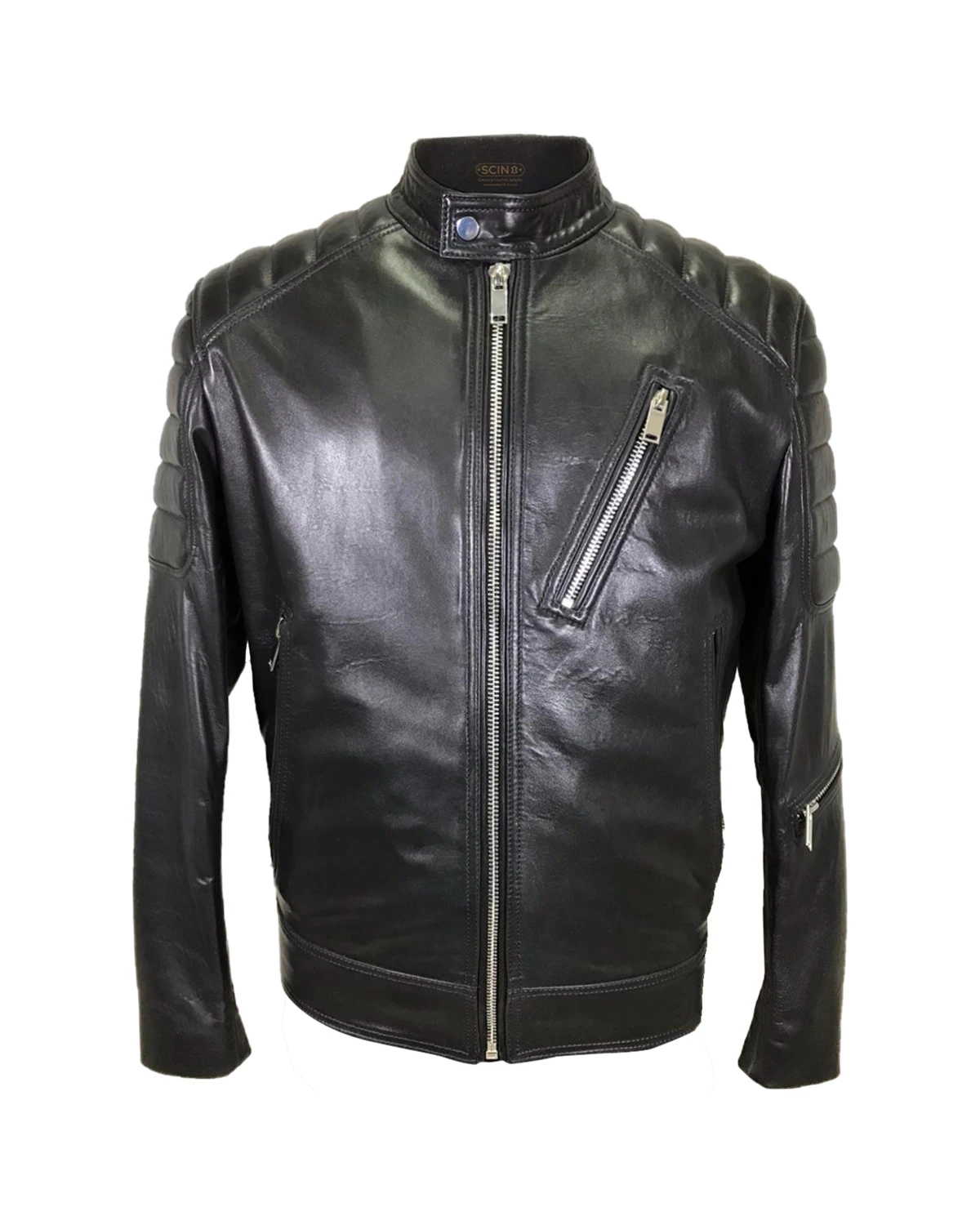 Gipsy Band Collar Biker Leather Jacket