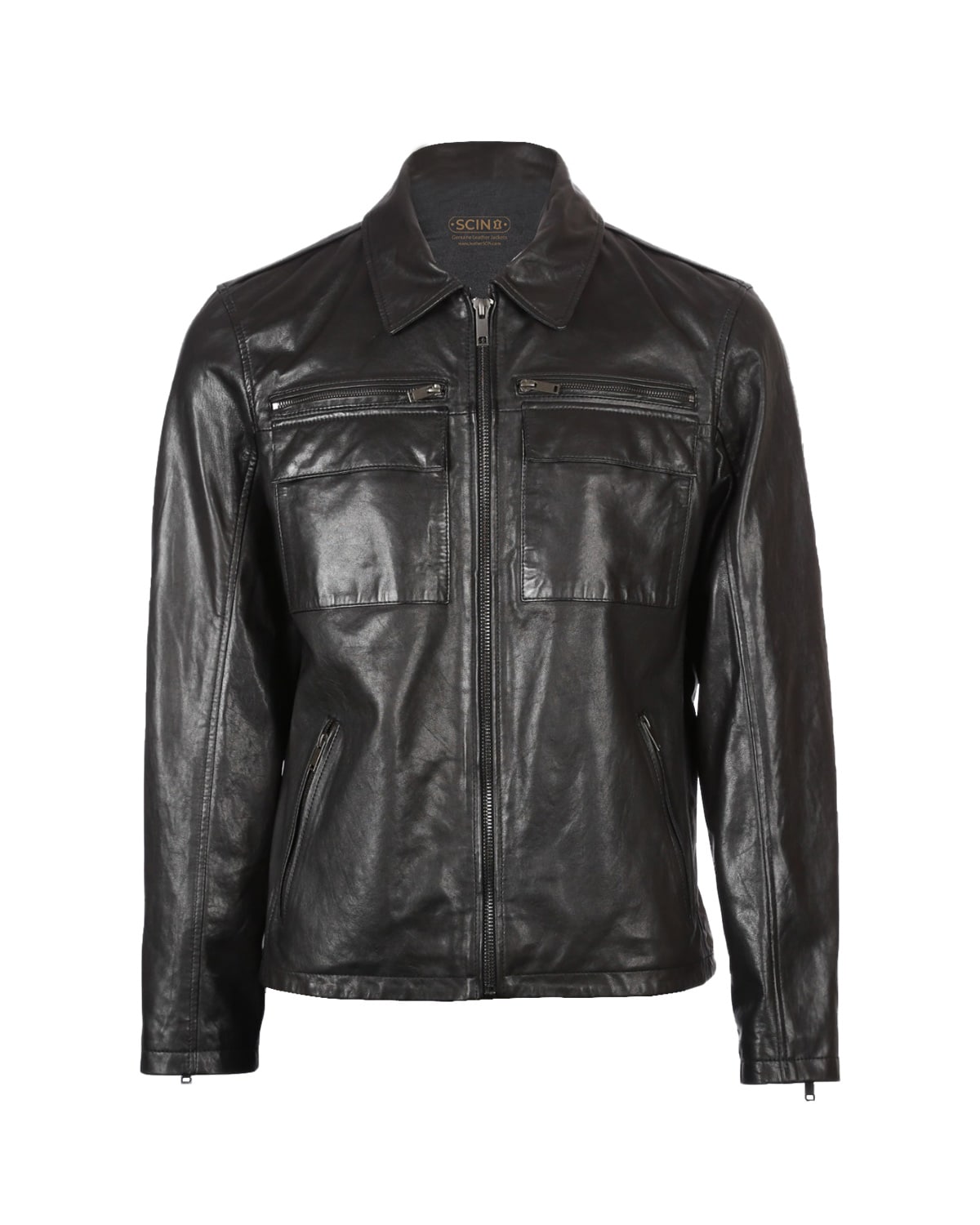 Shop the Men's Front Pocket Leather Jacket at Leather SCIN.