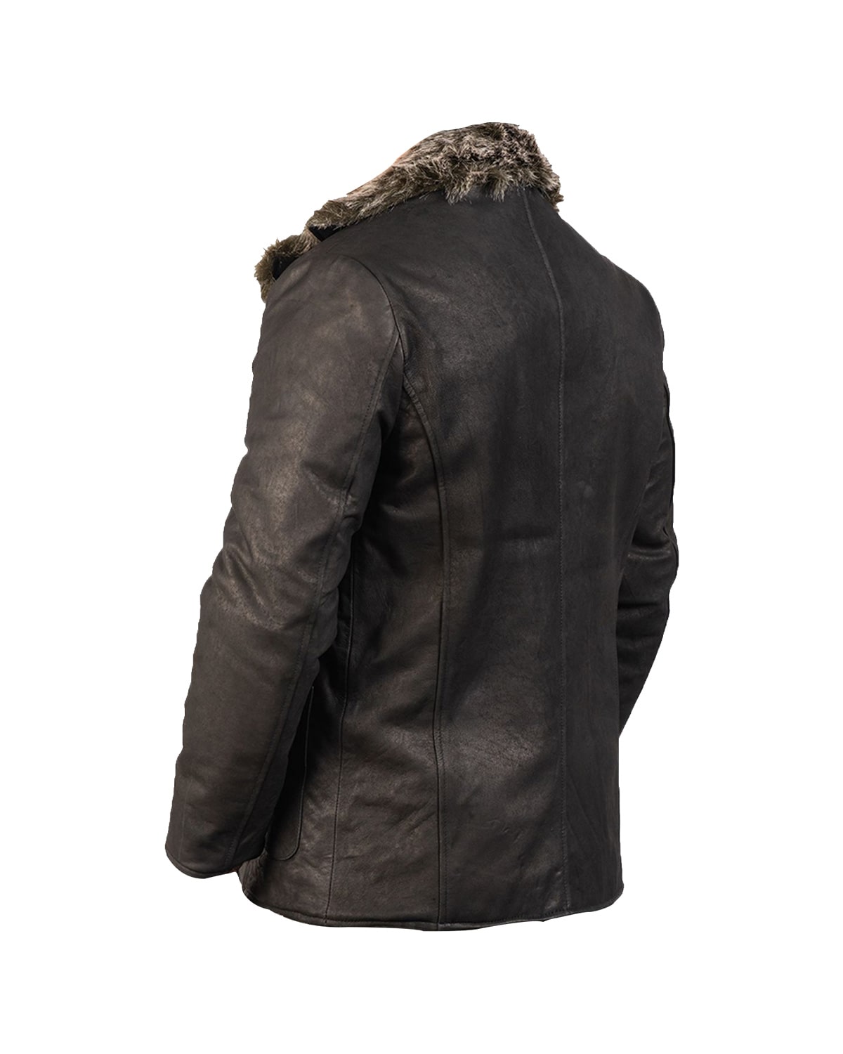 ワコマリア　LEATHER DOUBLE BREASTED COAT Men's Handmade Leather Pea Coat, Double-Breasted Button Jacket