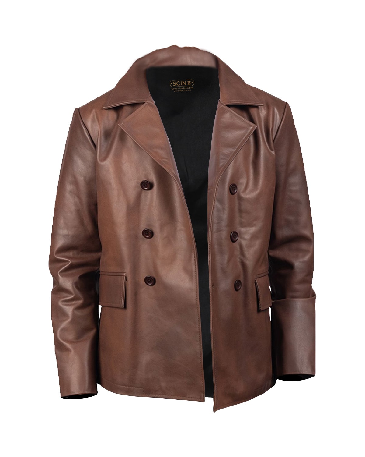 Shop Naval Leather Peacoat