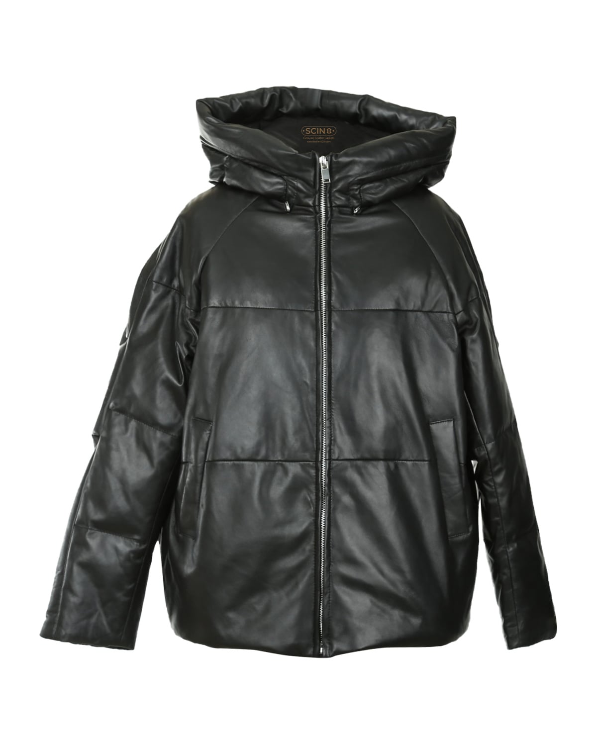 Faux Leather Oversized Puffed Parka Jacket