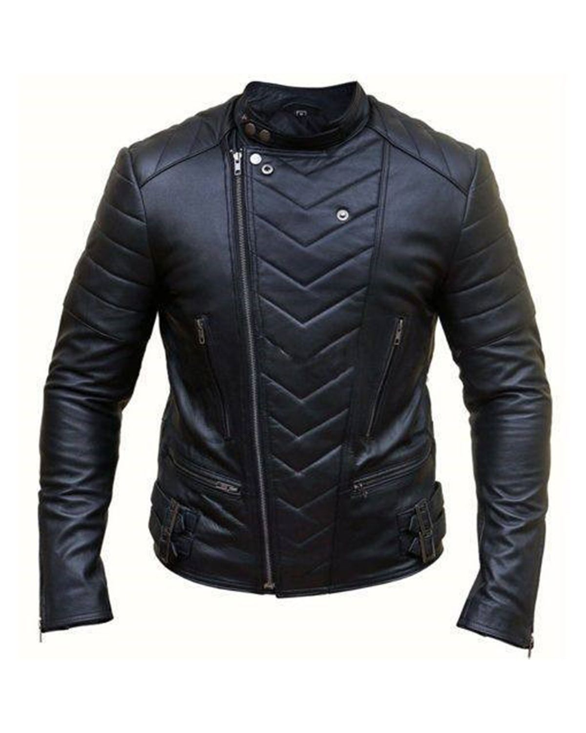 Black Biker Cross Zipper Jacket