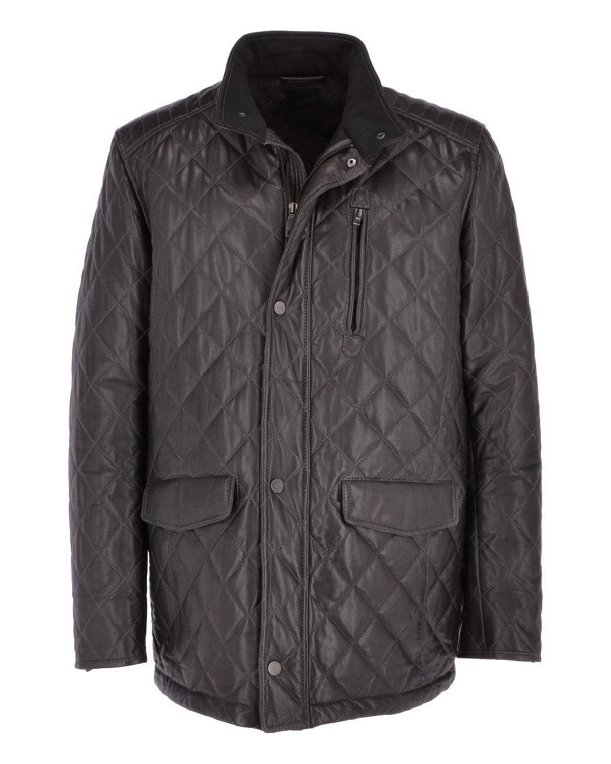 Mens Diamond Quilted Real Leather Coat - Shop at LeatherScin