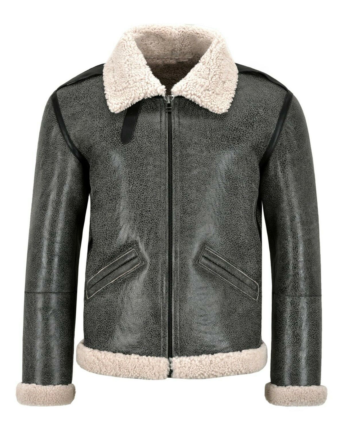 Men's Distressed Grey B6 Pilot Aviator Jacket by SCIN