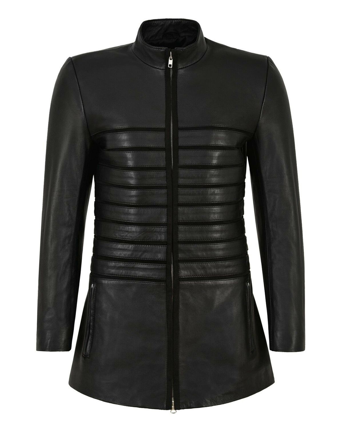 Tessa Long Biker Leather Jacket