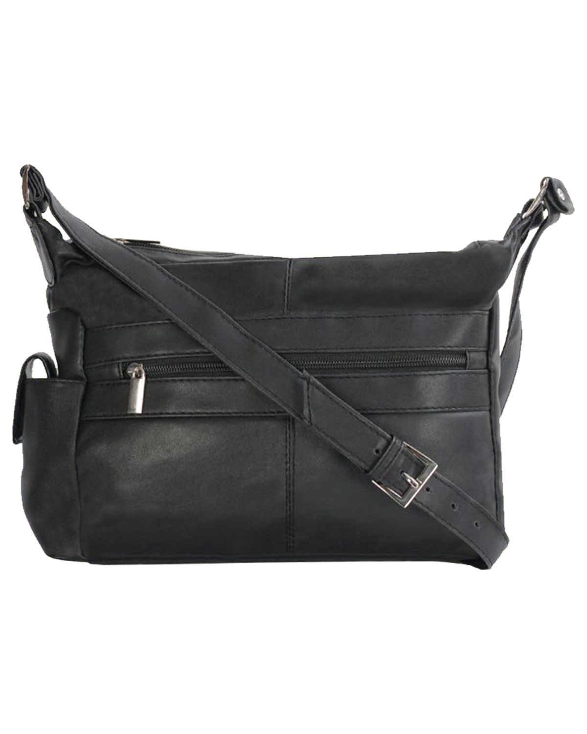 Women's Outside Zip Pockets Black Crossbody Bag