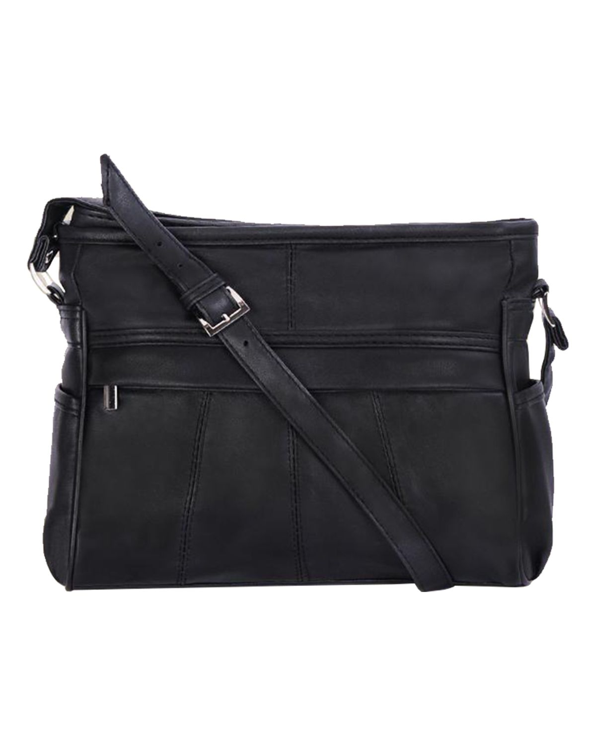 Women's Genuine Leather Crossbody Black Bag