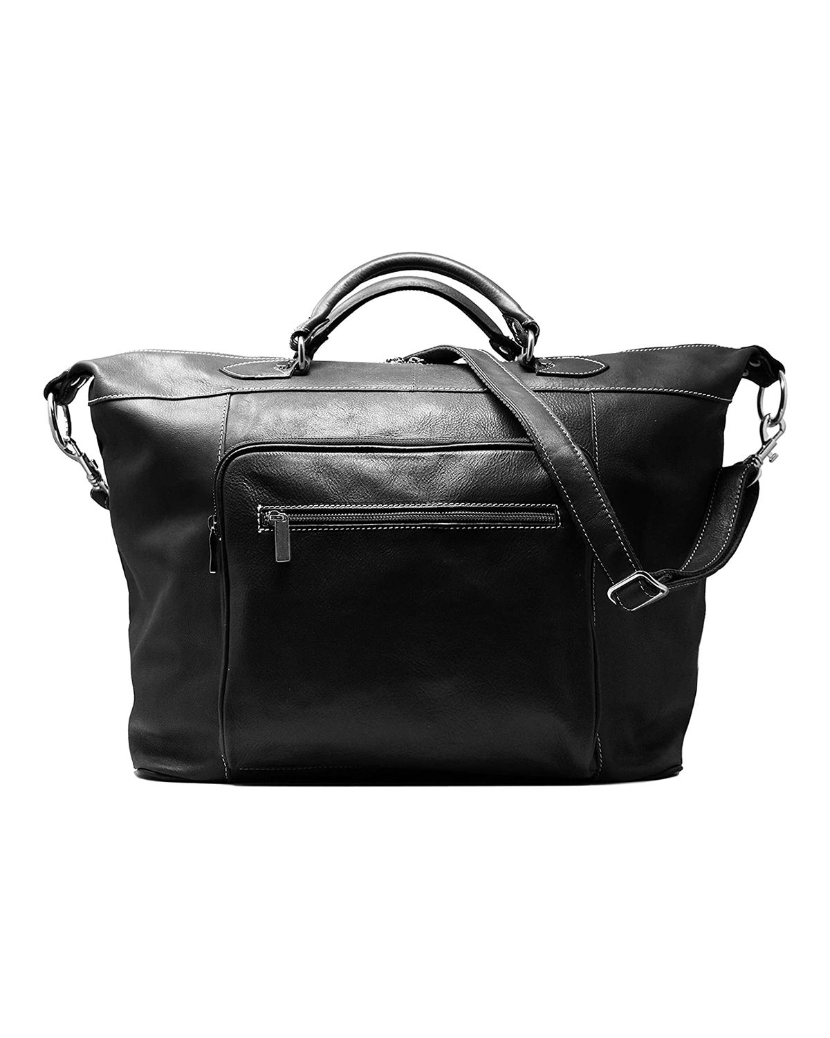 Unisex Front Pocket Leather Duffle Bag