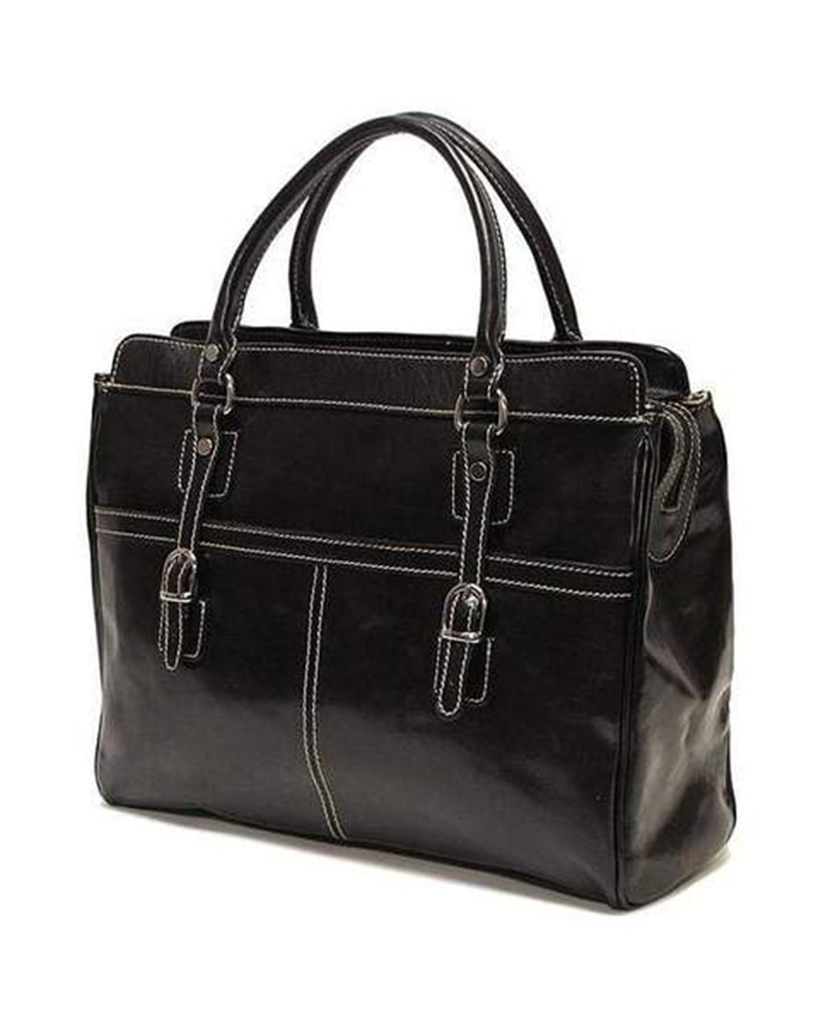 Reinforced Handles Full Grain Leather Handbag For Women