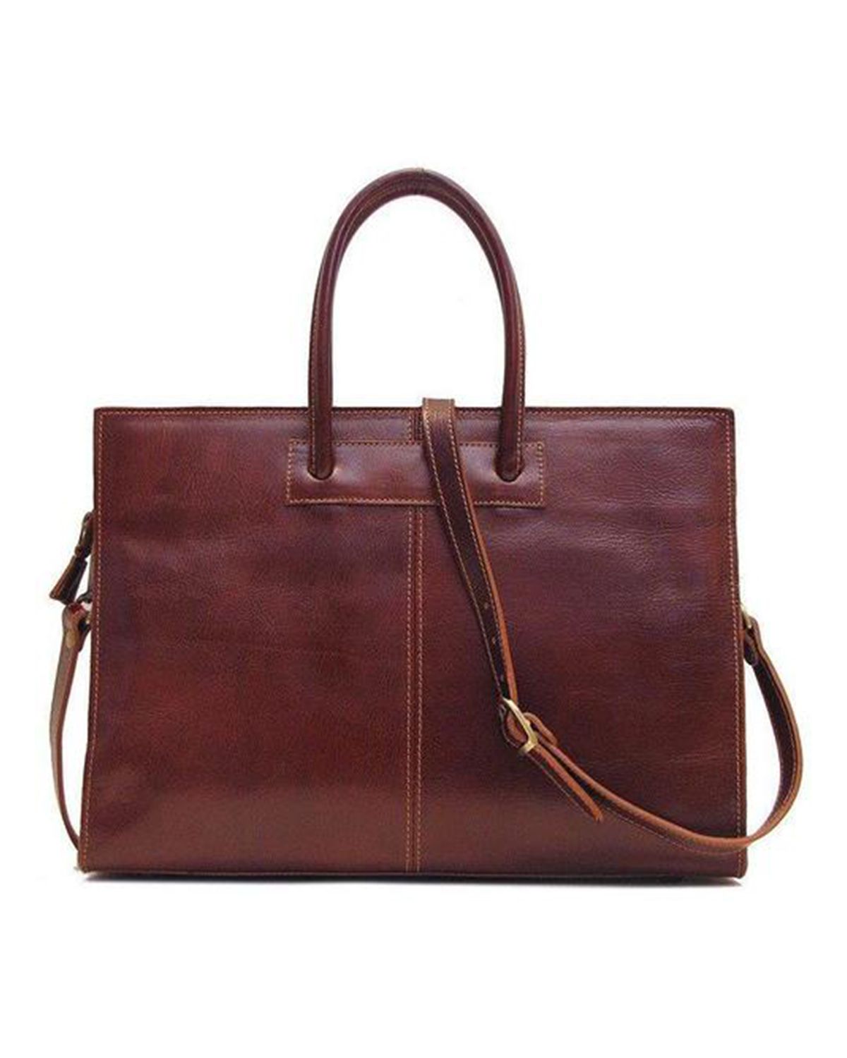 Two Compartment Inside Full Grain Leather Handbag For Women