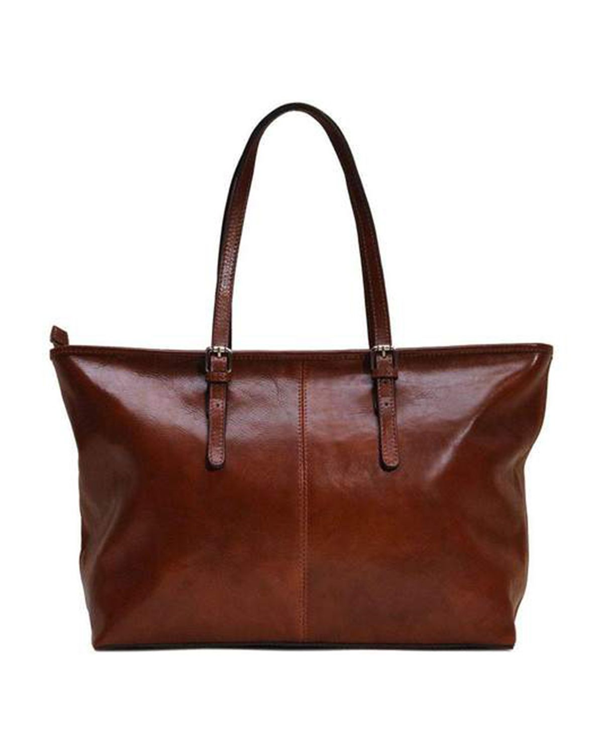 Laptop Compartment Tote Style Full Grain Leather Handbag For Women