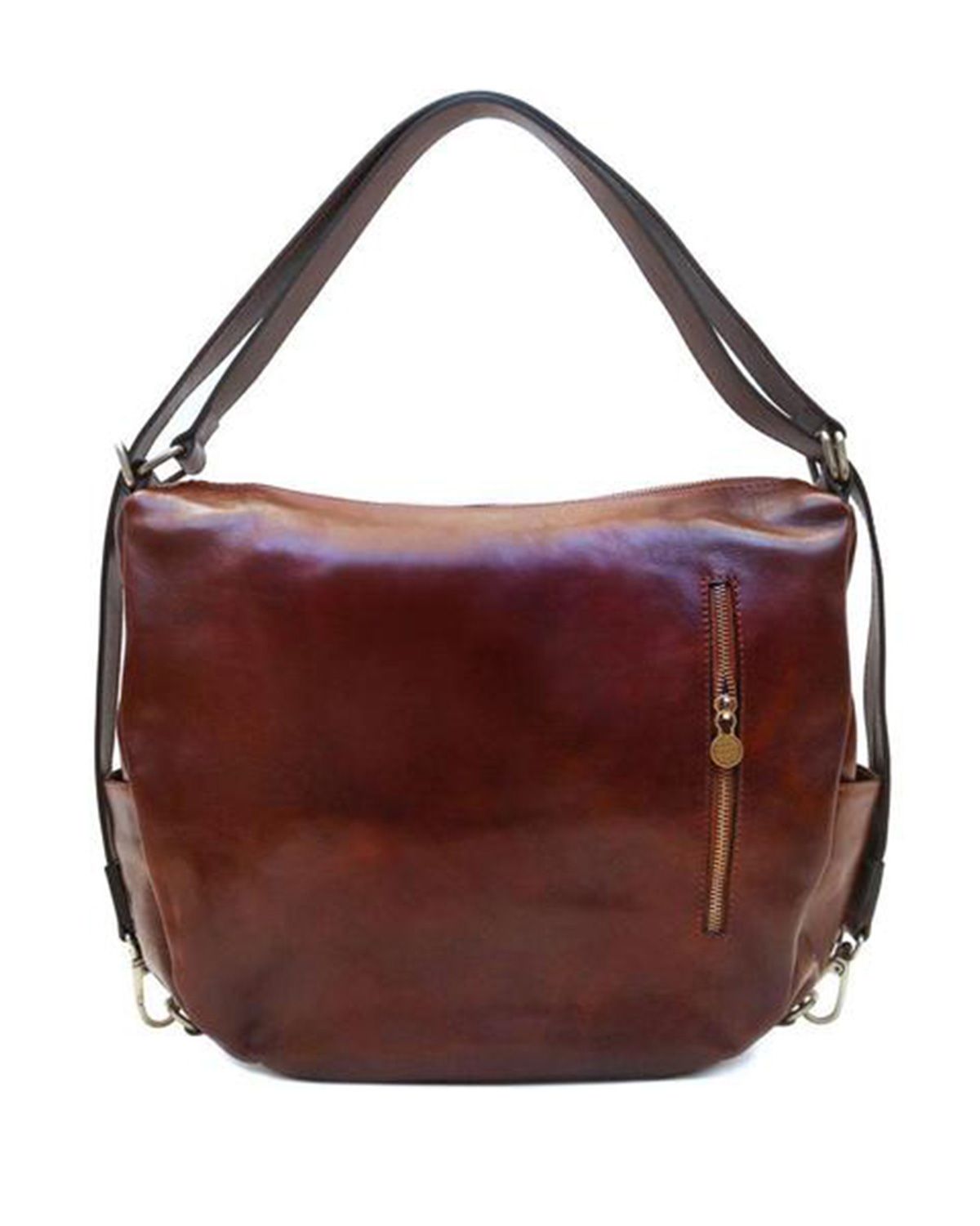 Two Side Magnetic Closure Pockets Real Leather Handbag For Women