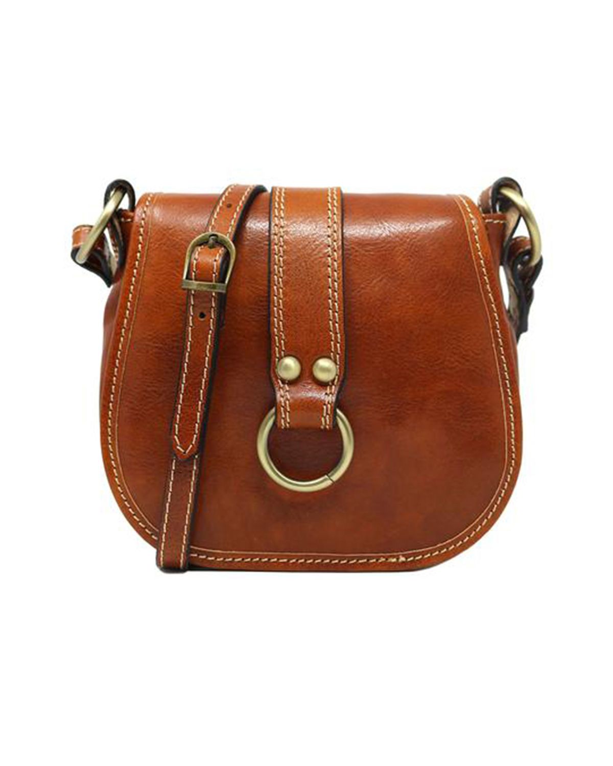 Genuine Cowhide Leather Inside Zip Pocket Saddle Bag For Women