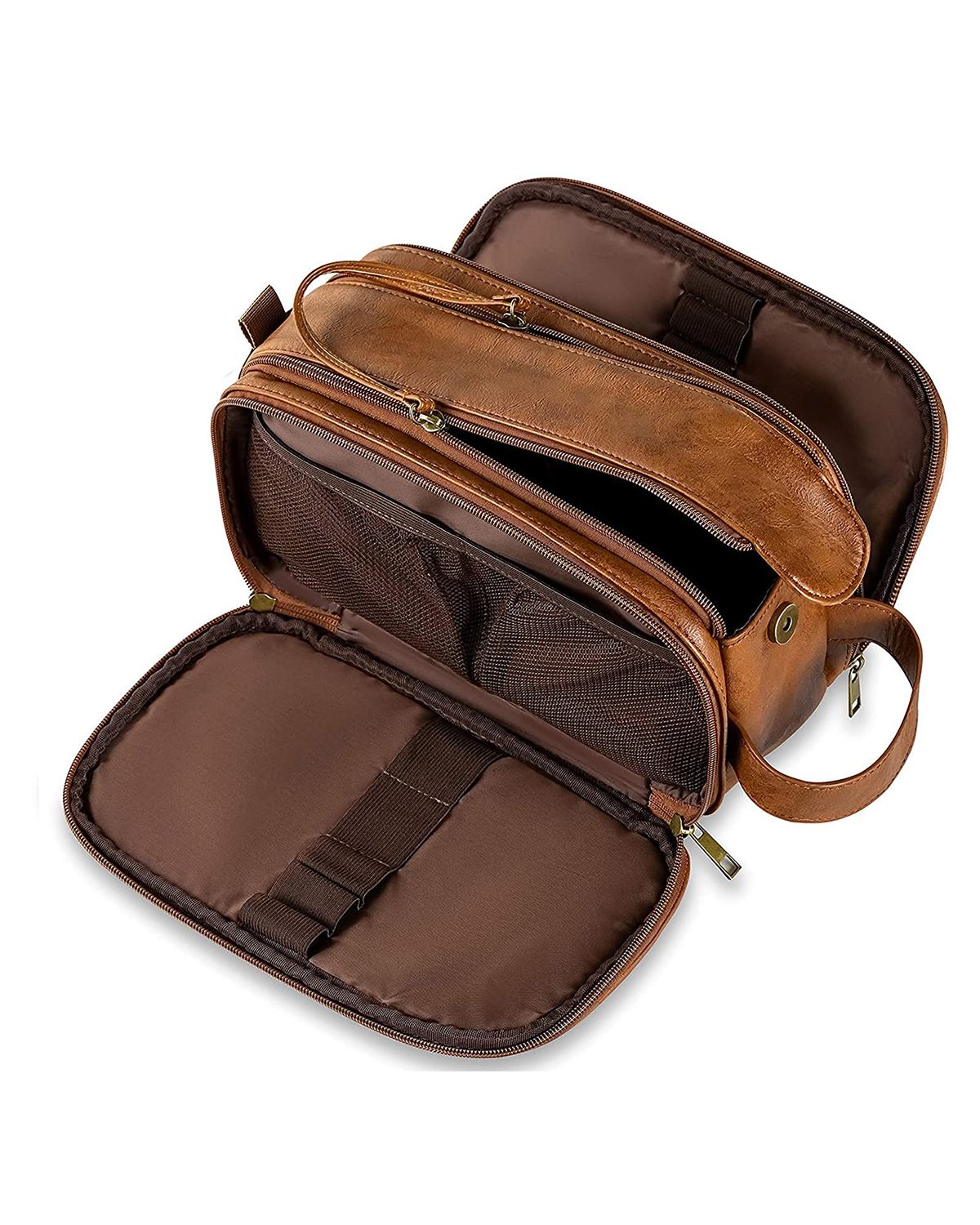 Women's Two Outside Compartments Genuine Leather Toiletry Bag by SCIN