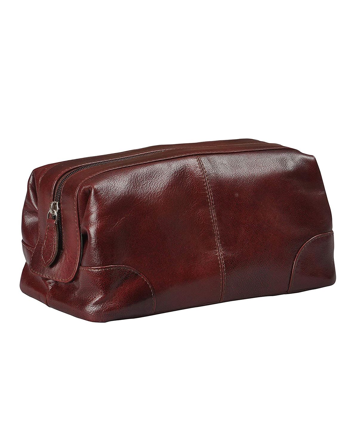 Classic Burgundy Color Men's Genuine Leather Toiletry Bag by SCIN
