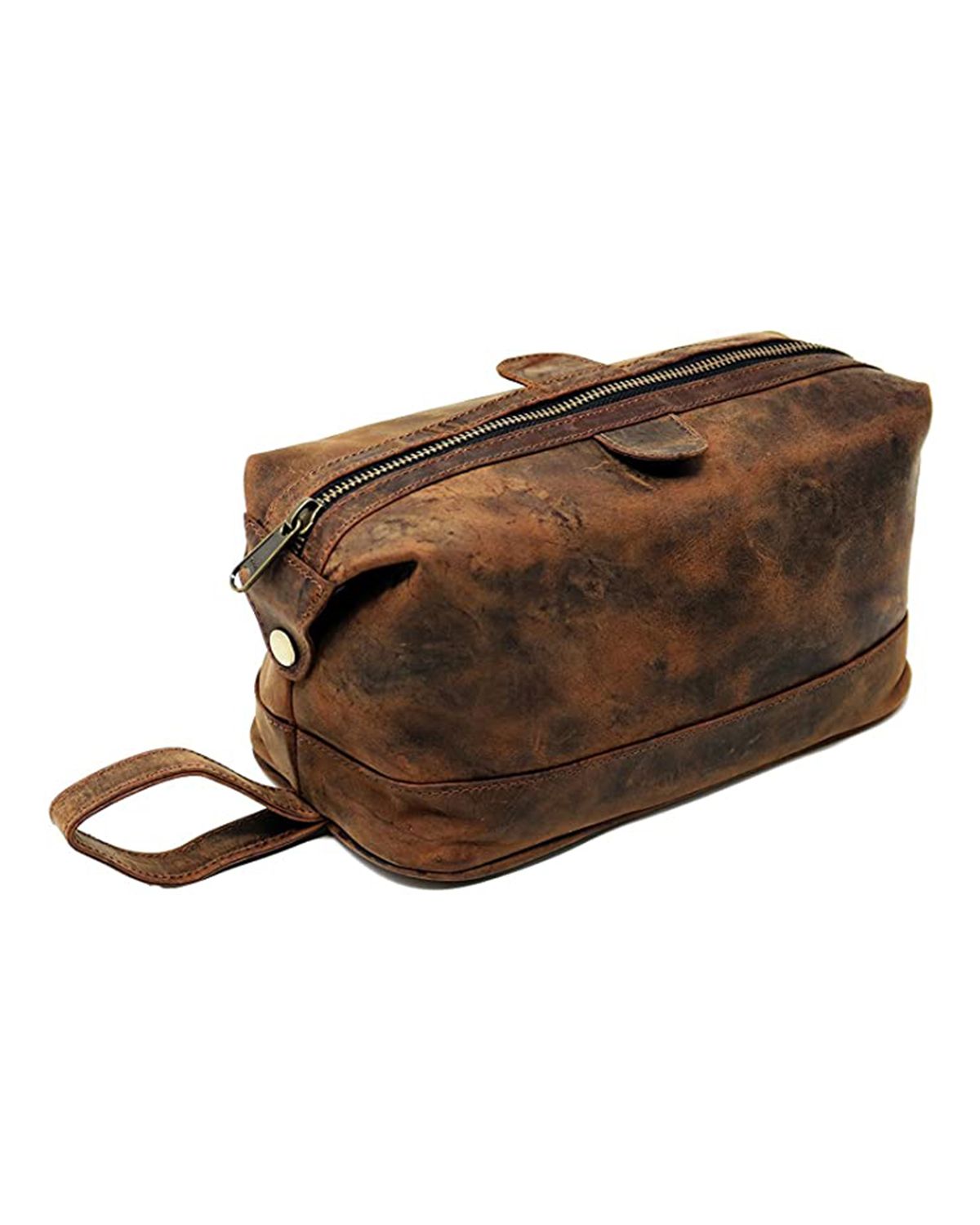 Vintage Brown Genuine Leather Men's Toiletry Bag by SCIN