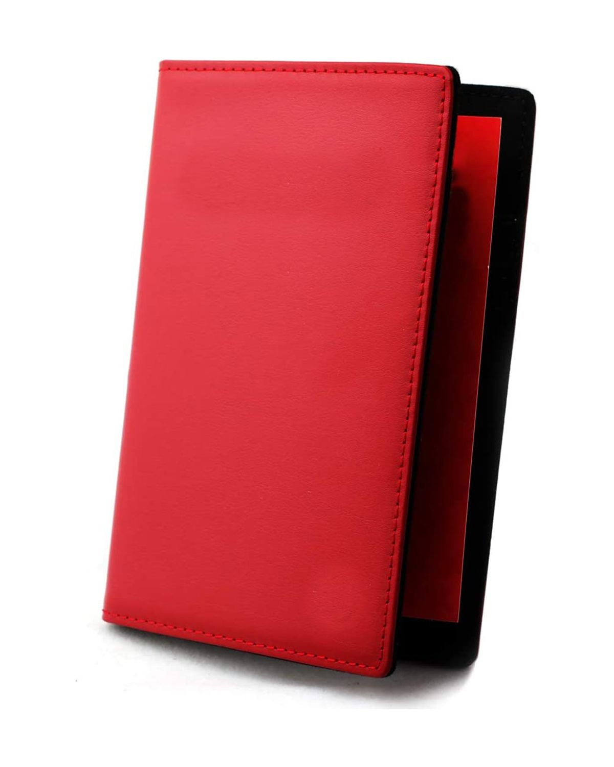 Unisex Classic Red Genuine Leather Tickets Holder Passport Cover