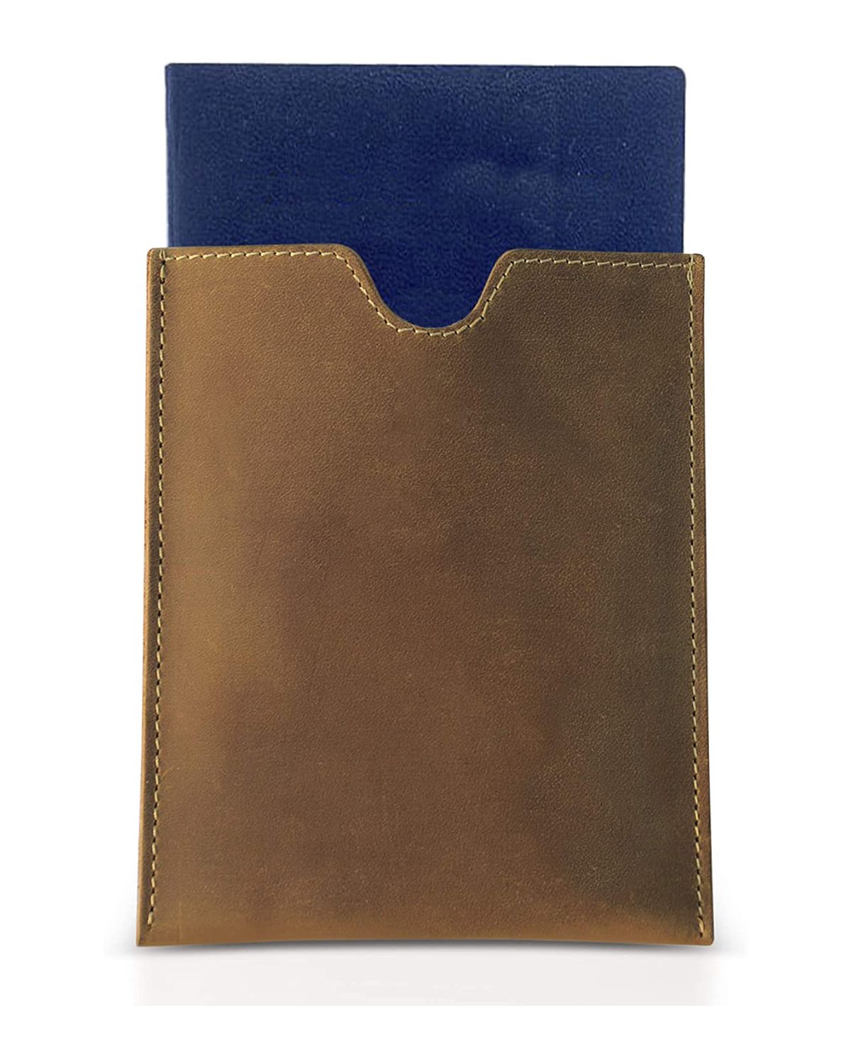 Unisex Back Side Two Card Slots Genuine Leather Simple Passport Holder