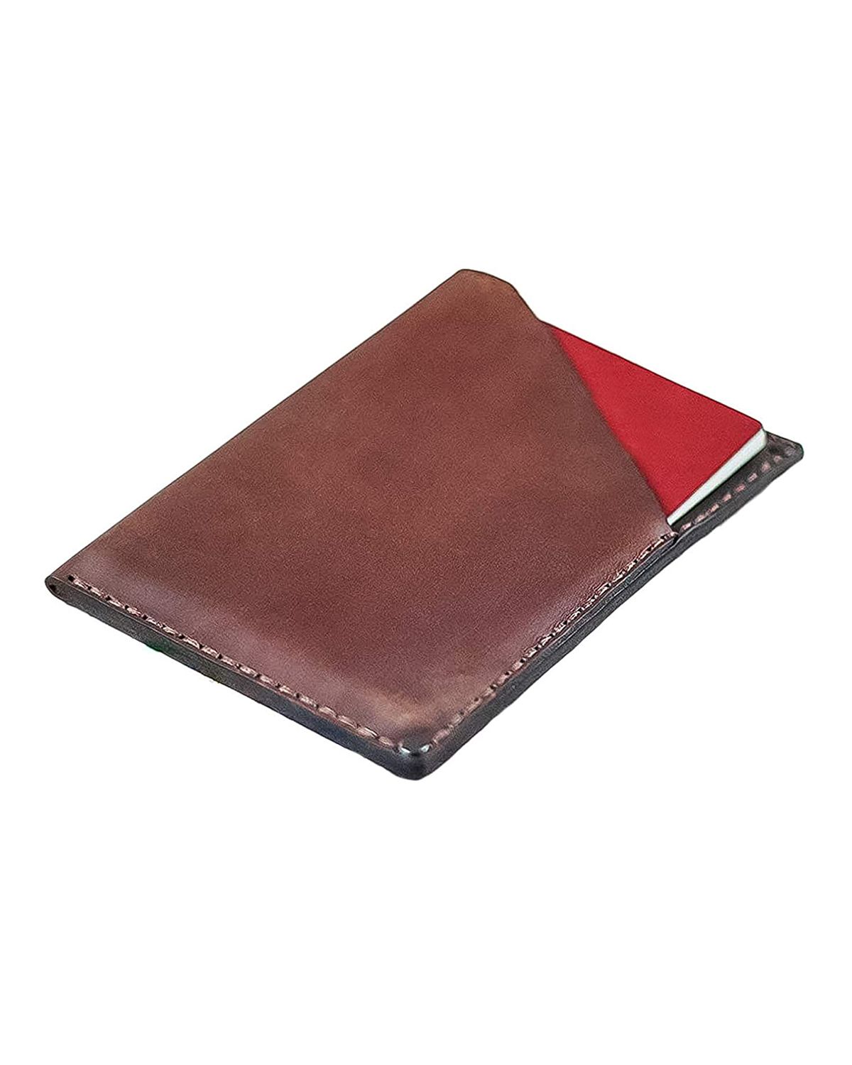 Unisex Two Curved Credit Card Slots Genuine Leather Passport Holder Case