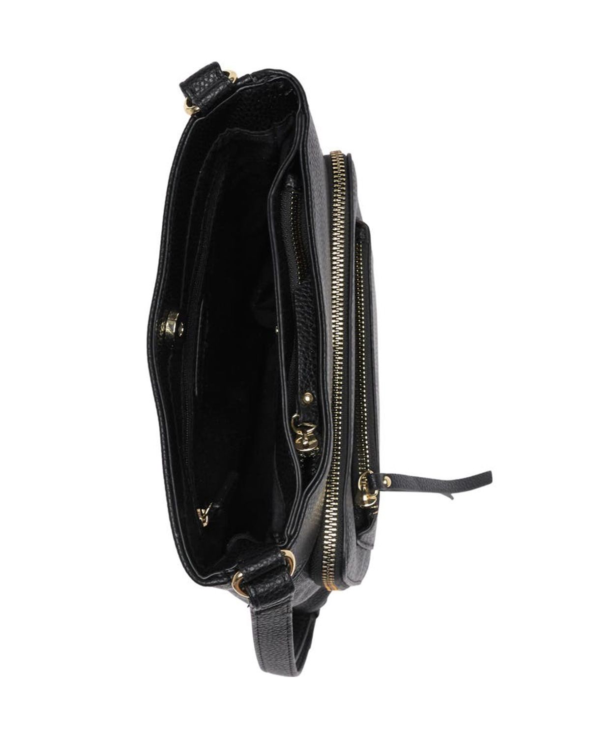 バッグ SIDE ZIPPER TWO WAY BAG IN BLACK Shop Women's Two Front Zipper Pockets Genuine Leather Crossbody Bag
