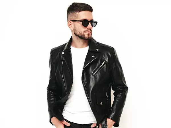 Biker Leather Jacket with T-shirt