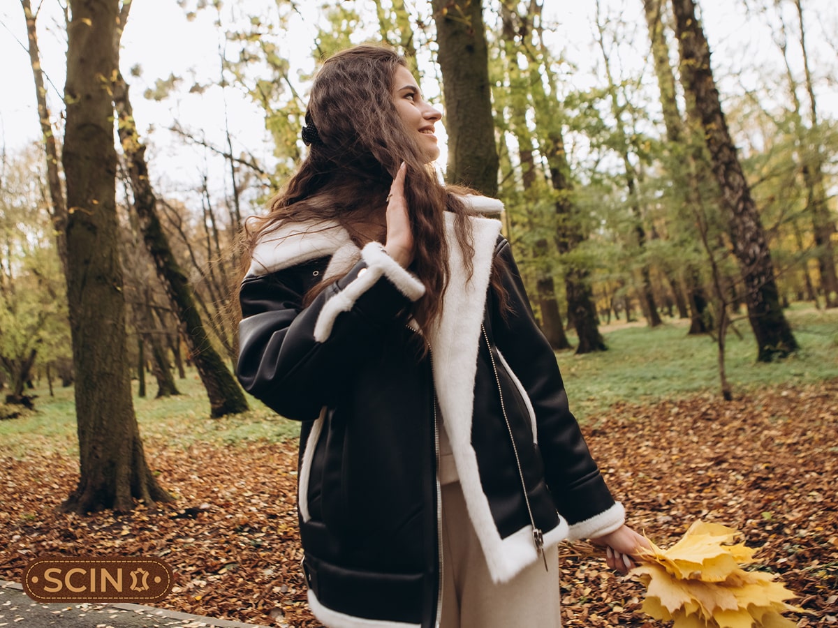 Shake off dirt from your shearling coat