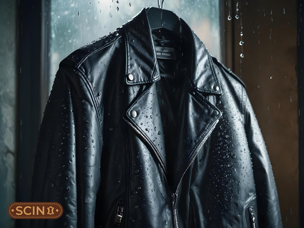 Leather jacket rain best sale