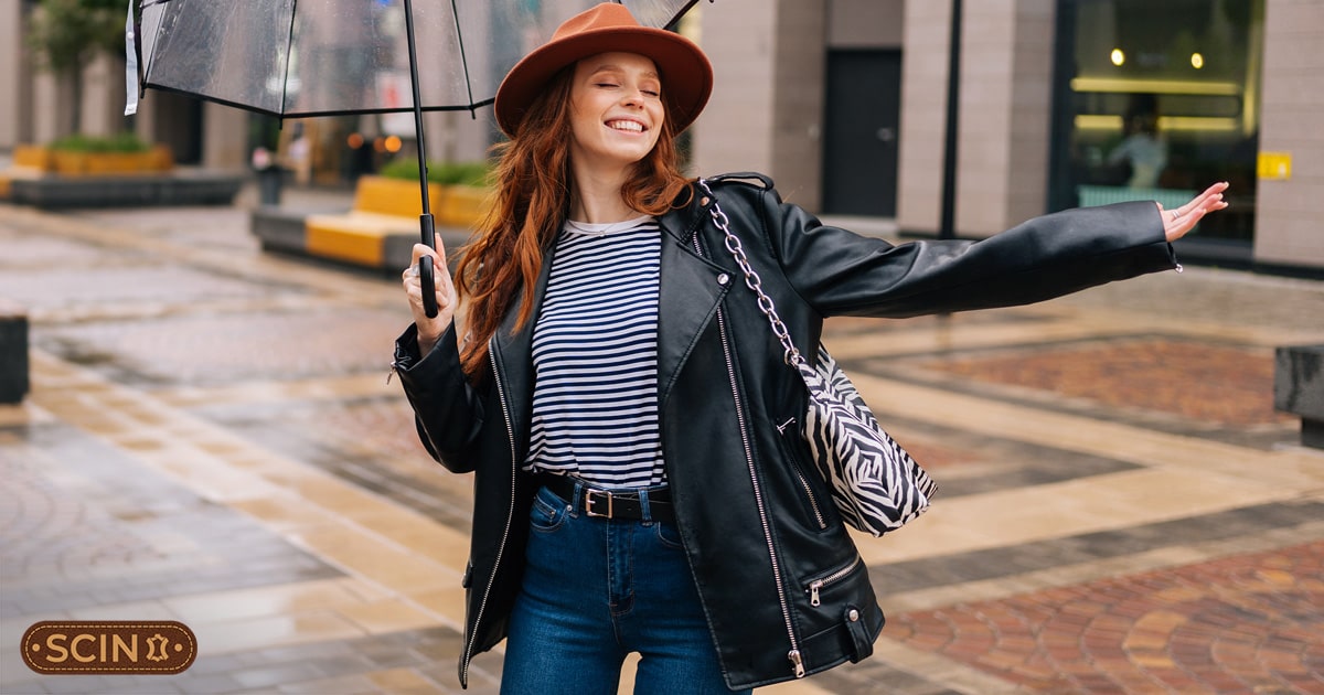 Leather coat in rain best sale