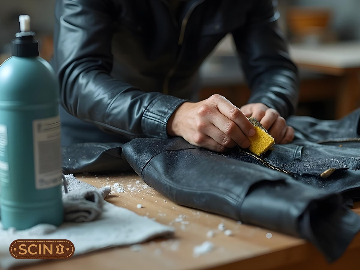 Cleaning your leather jacket with sponge and conditioner