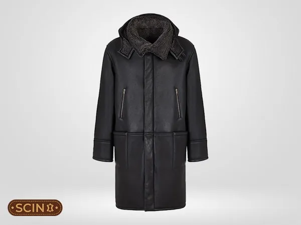 Nathan Hooded Leather Coat