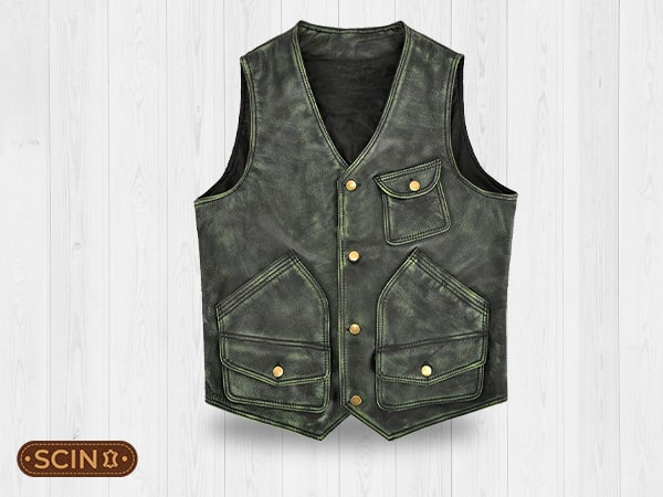 Lester Distressed Leather Vest